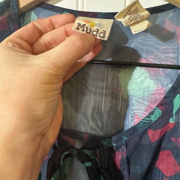 VTG Y2K Mudd Sheer Chiffon Blouse Top Boho Indie Festival Fairy Grunge Retro M - Picture 7 of 9